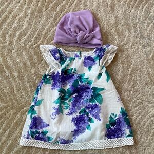 Baby Gap Lilac Floral Dress 6-12m (w/ accessories)